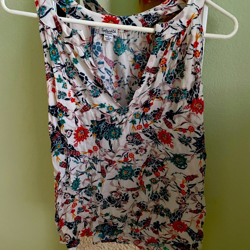 Splendid floral tank top, size XS 100% rayon